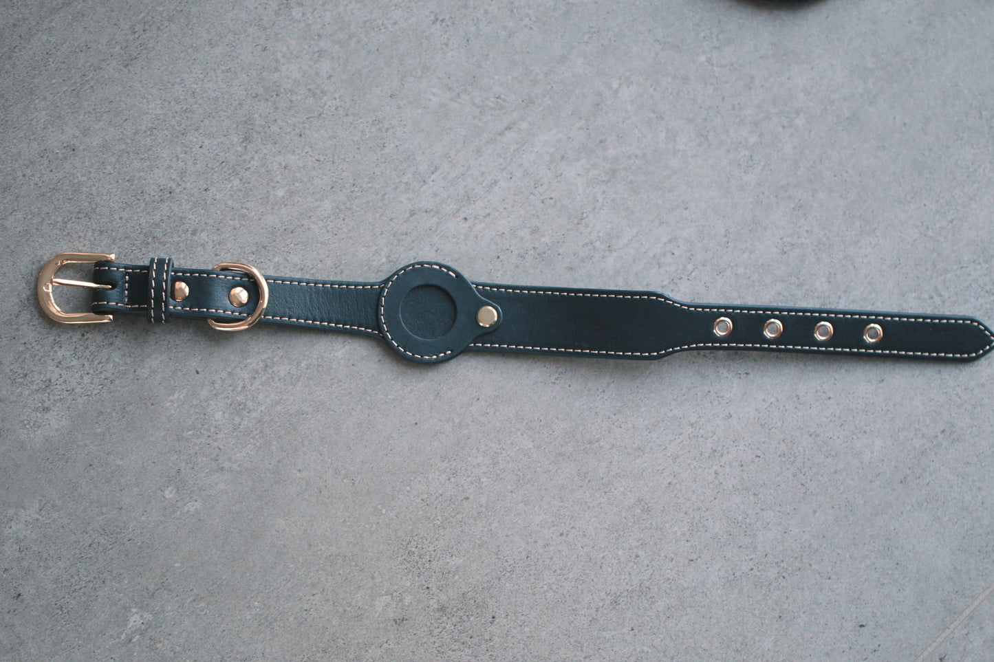 Real photo: matching leather collar and leash set