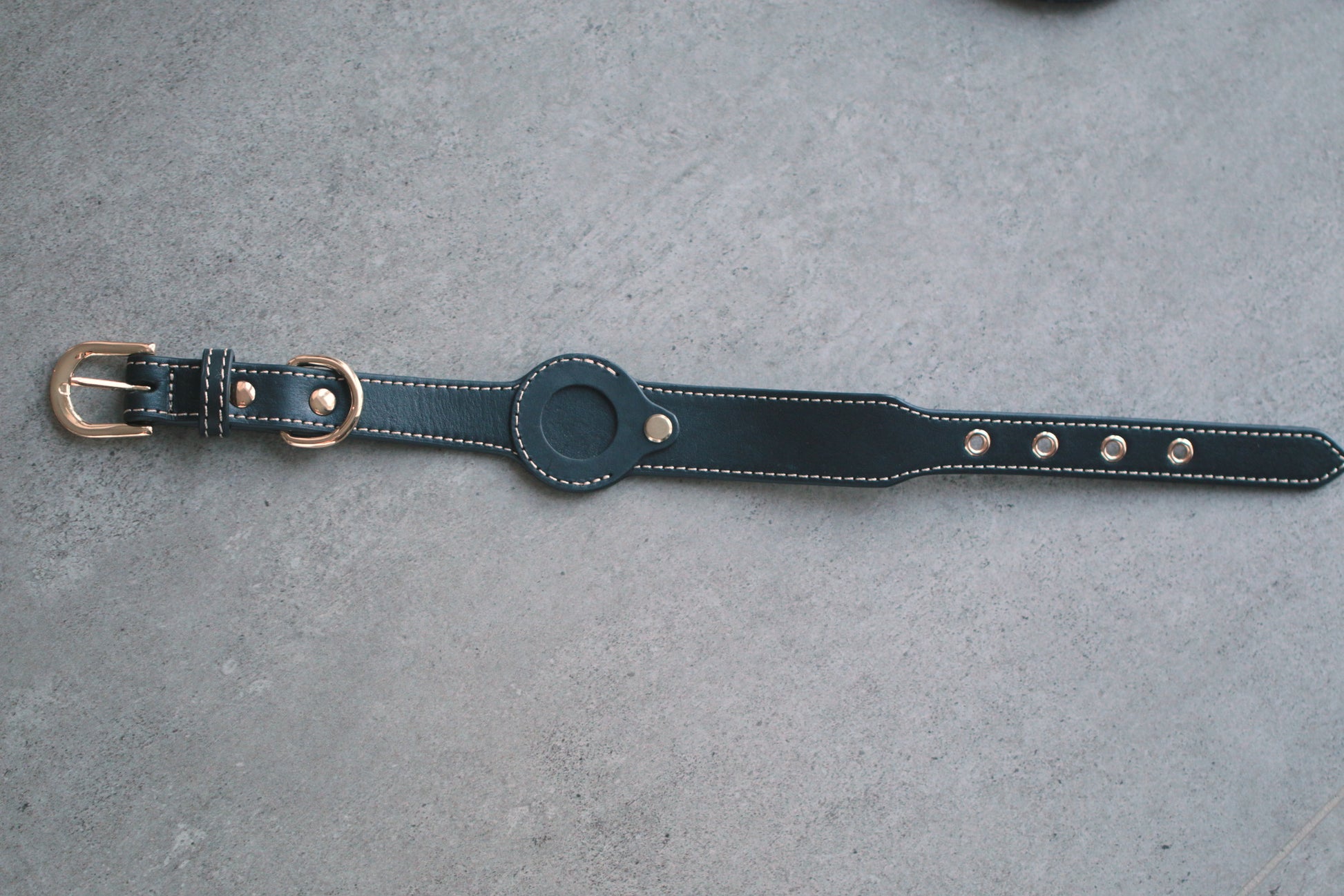 Real photo: matching leather collar and leash set